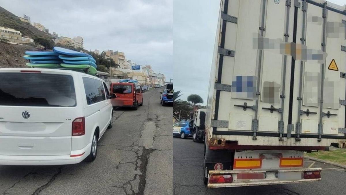 Tablas de surf mal sujetas y contenedores sin señalización: siguen los controles a transportistas en Las Palmas de Gran Canaria.