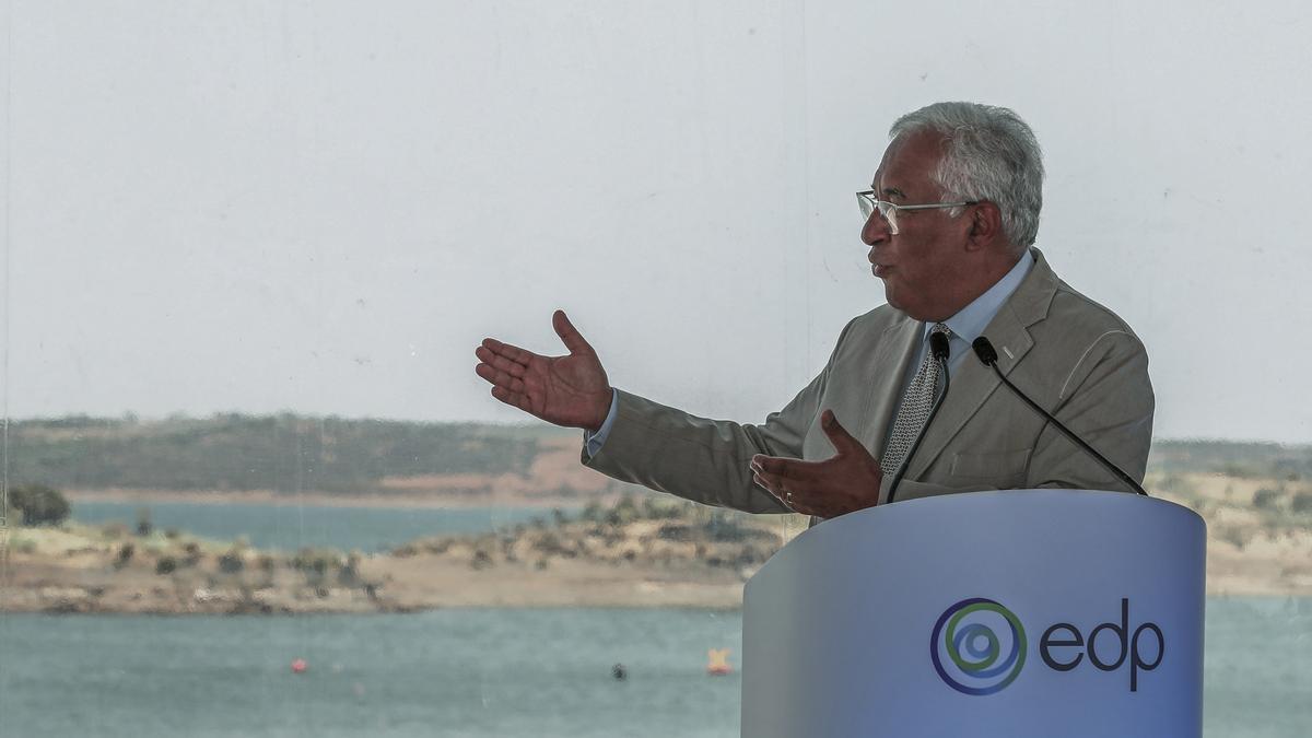 Antonio Costa, esta mañana en Alqueva.