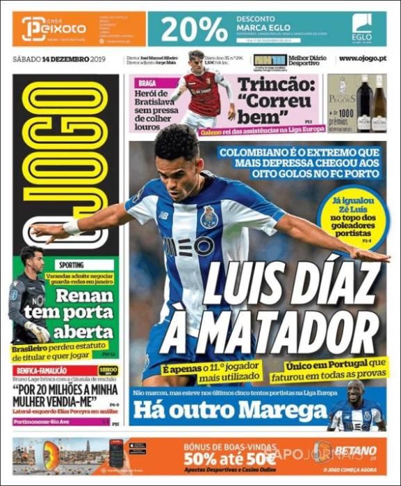 Las portadas deportivas de este sábado 14/12/2019