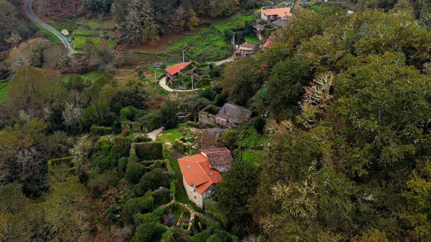 Vista aérea de A Fraga, una aldea en Ourense