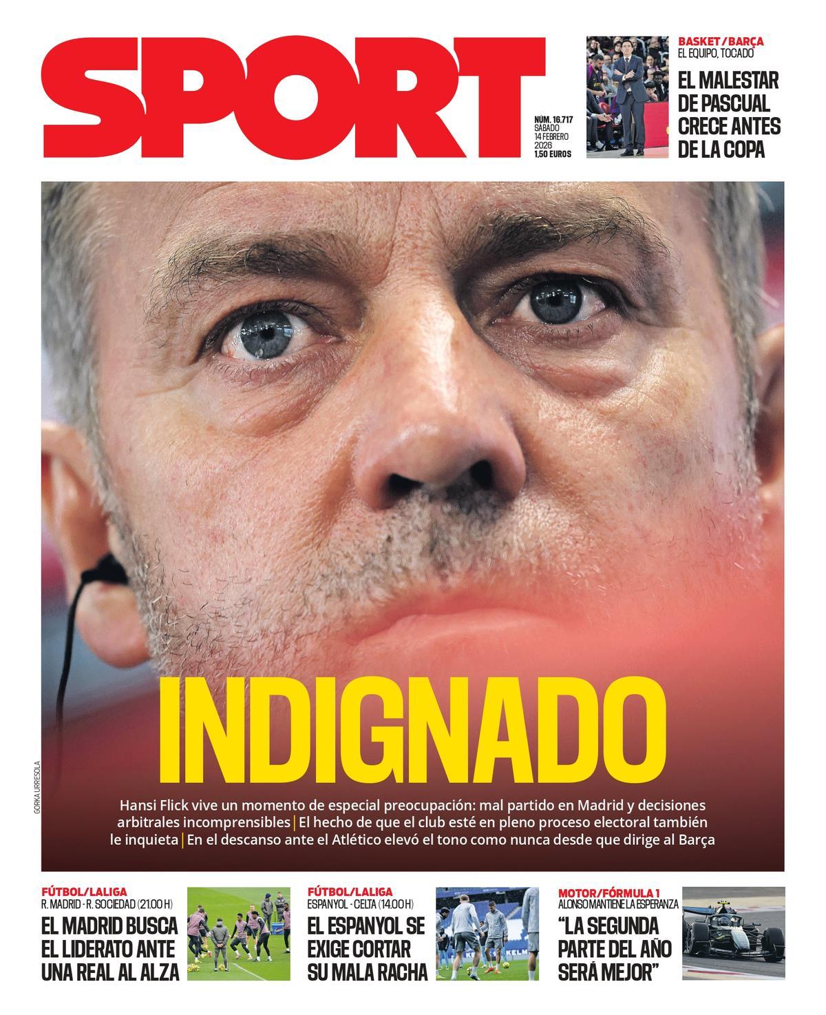 Esta es la portada de SPORT de hoy sábado, 14 de febrero de 2026