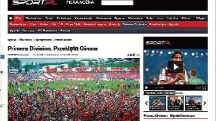 Captura del portal polonès sport.pl que parla del Girona i de Delgado.