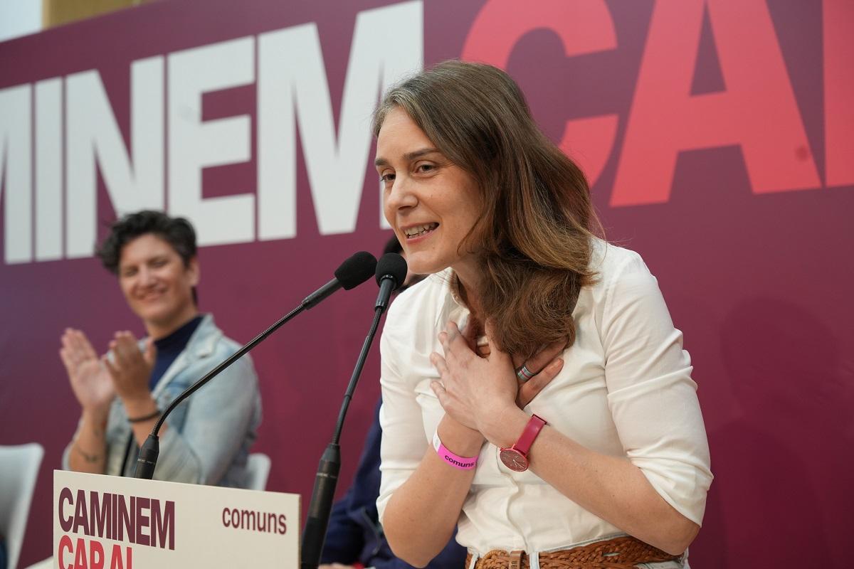 La presidenta de los Comuns en el Parlament, Jéssica Albiach, este sábado en Sant Feliu de Llobregat