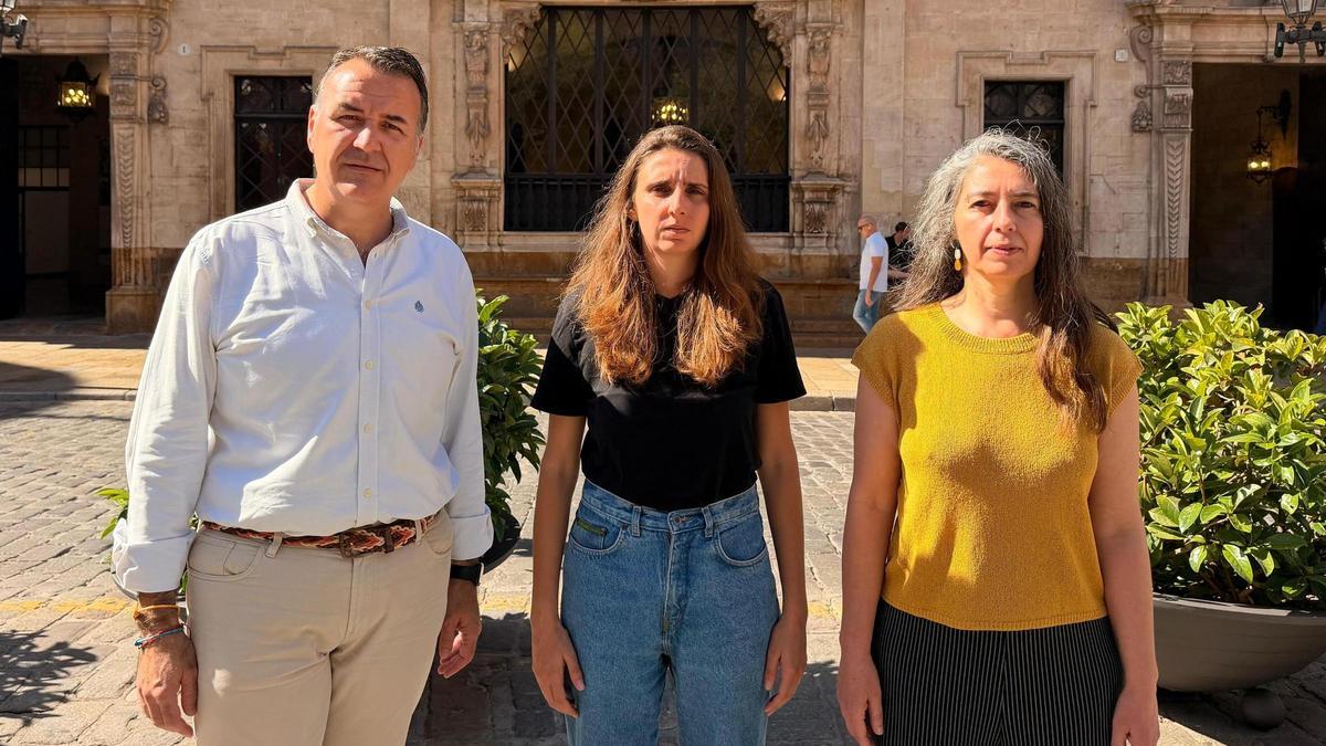 Francesc Dalmau (PSOE), Lucía Muñoz (Podem) y Neus Truyol (Més).
