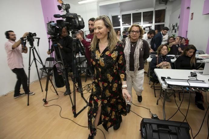 28.04.19. Las Palmas de Gran Canaria.Las diputadas electas de Unidas Podemos, Victoria Rosell y Meri Pita, comparecen ante la prensa tras los resultados obtenidos. Sede de Unidas Podemos en Las Palmas de Gran Canaria.  Foto Quique Curbelo  | 28/04/2019 | Fotógrafo: Quique Curbelo