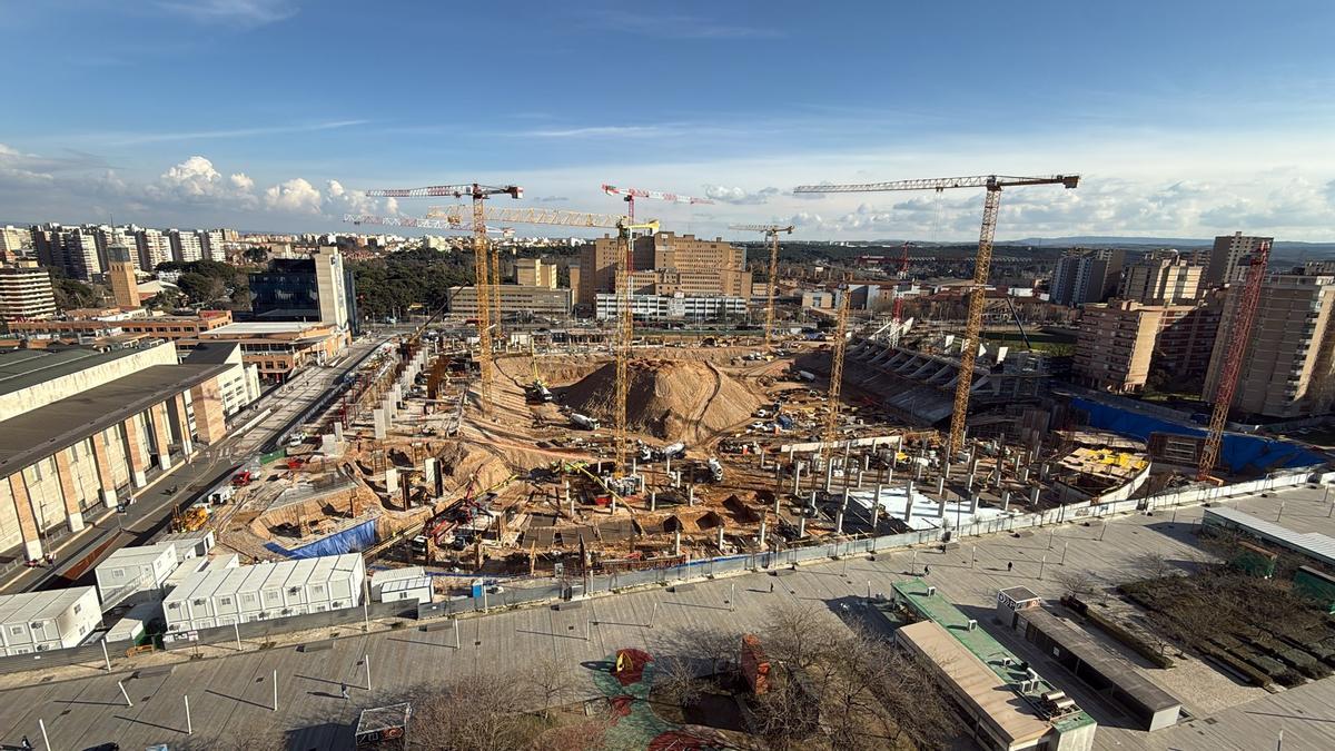 Estado actual de las obras de la nueva Romareda.