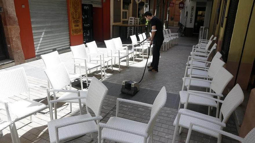 Preparación de terrazas en el Centro.