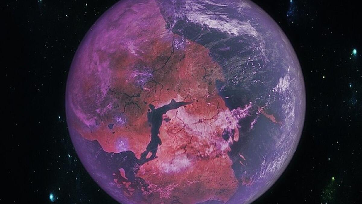 Recreación artística de la Tierra púrpura.