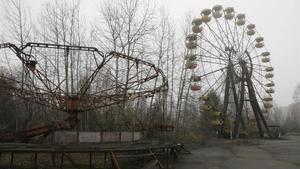 Zona de atracciones en Prípiat, en el 2012.