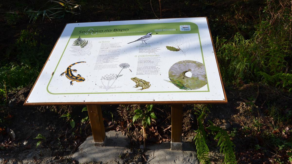 La información del libro &quot;Bueu, naturalmente&quot; se utilizó para elaborar los paneles interpretativos de la segunda fase del sendero del río Bispo.