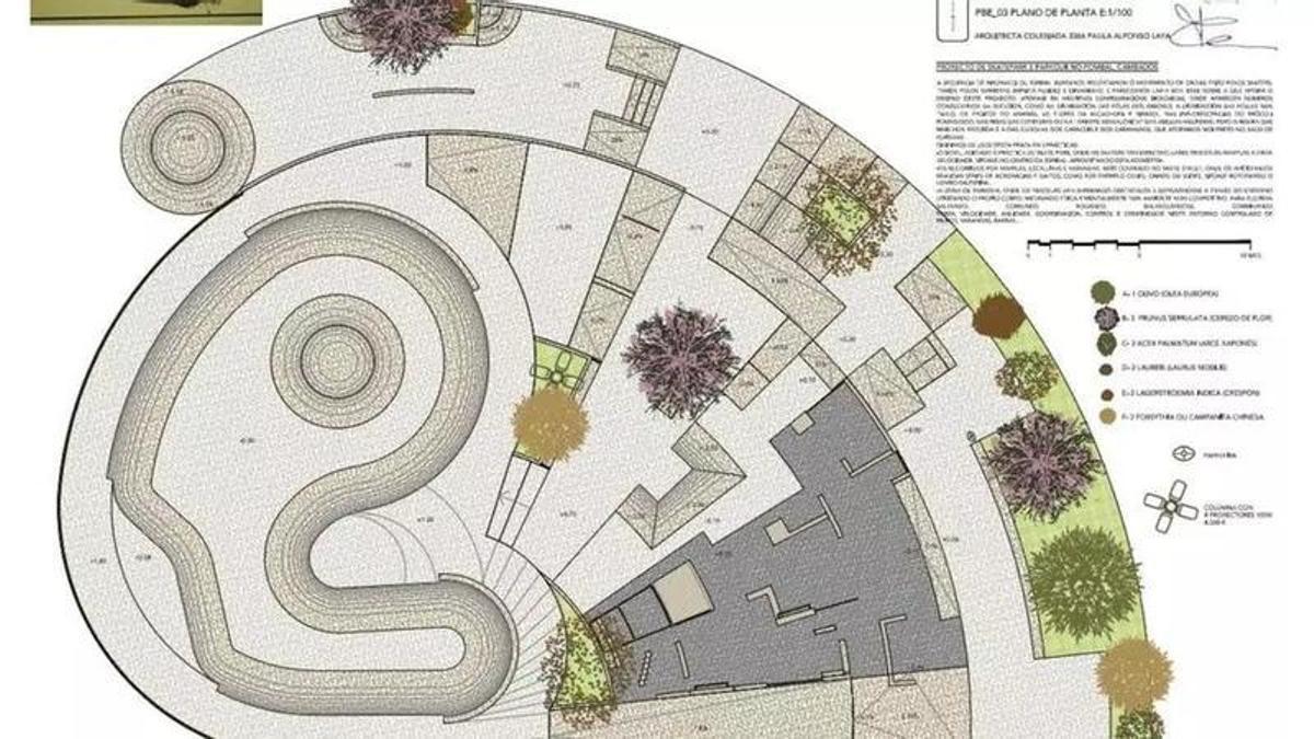 Vista del plano del proyecto del skatepark de Cambados.