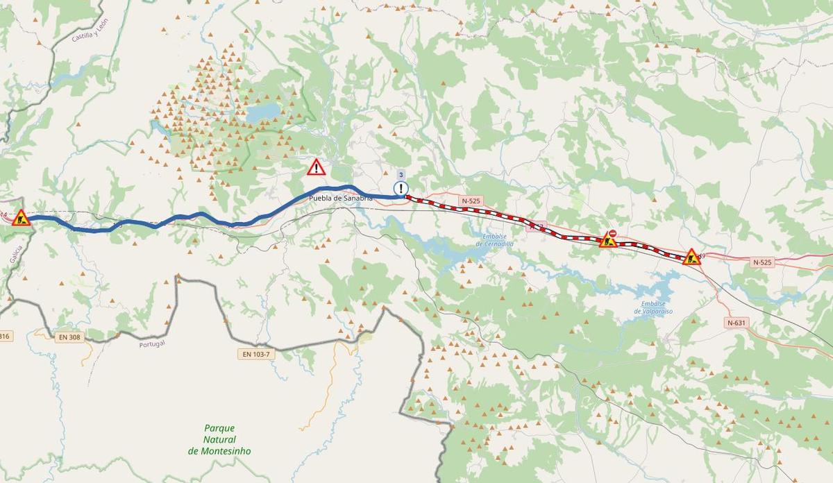 Incidencias en la A-52, autovía que une la comarca de Sanabria con Galicia