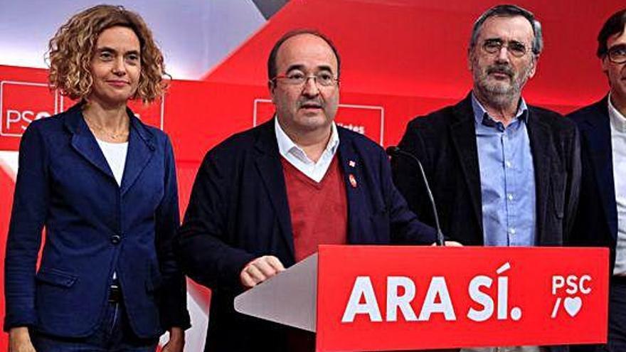 Miquel Iceta, a la seu del PSC a Barcelona, ahir.