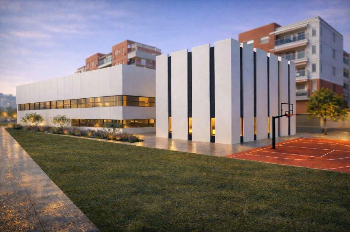 Render incluido en el proyecto que representa al segundo pabellón que incluye la Ciudad del Baloncesto.