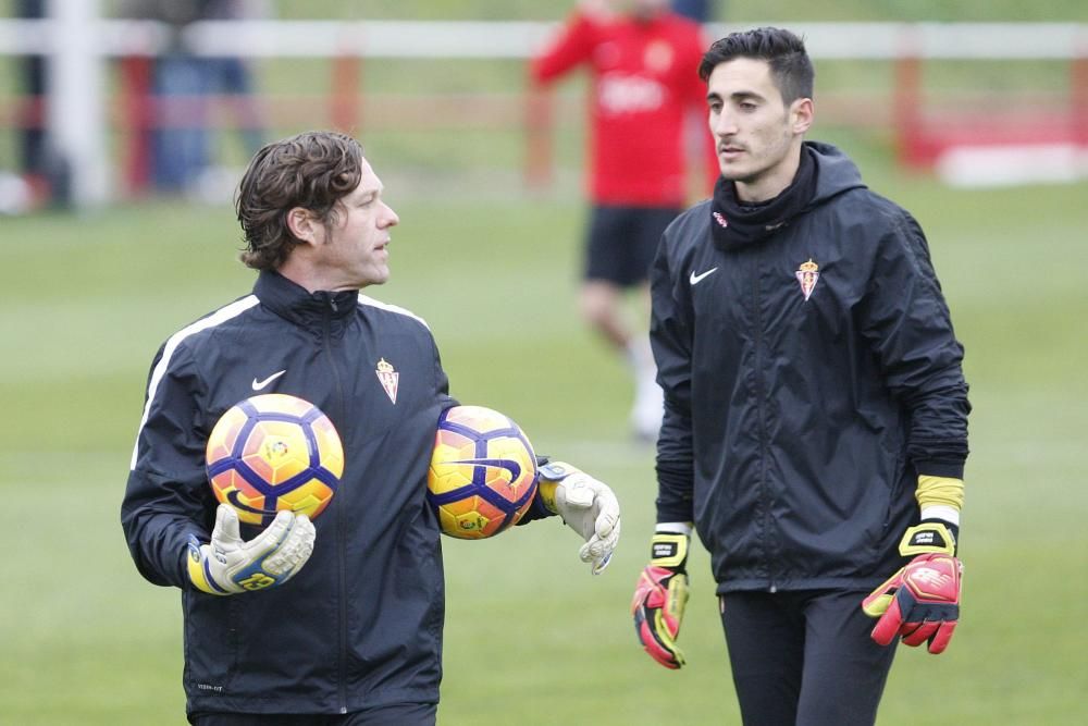 Rubi dirige su primer entrenamiento como técnico del Sporting