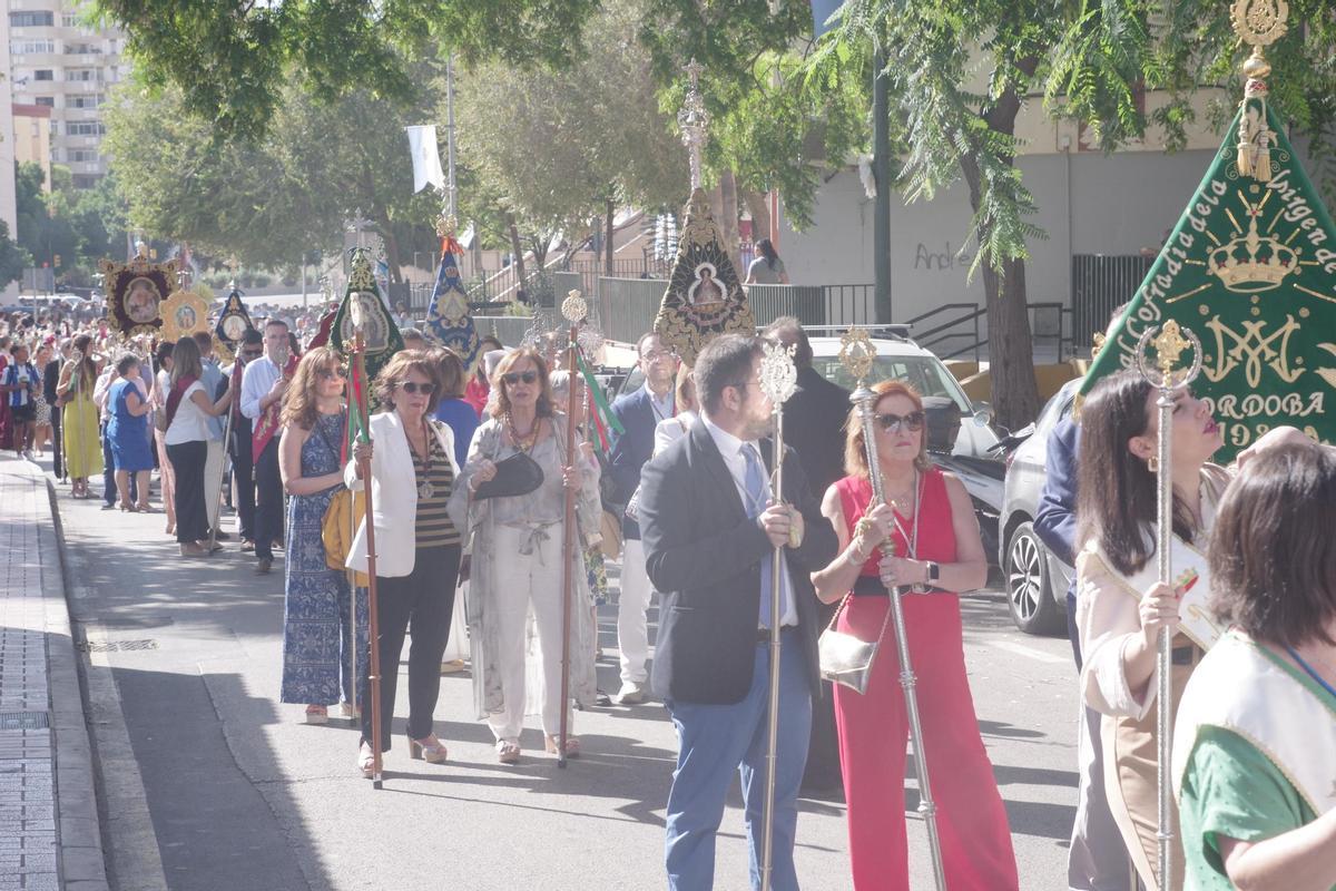Salida procesional de la Virgen de la Cabeza, en Málaga