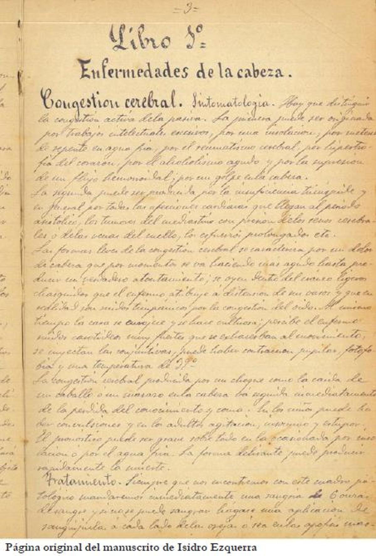 Manuscrito del médico aragonés Isidro Ezquerra Corrigüela