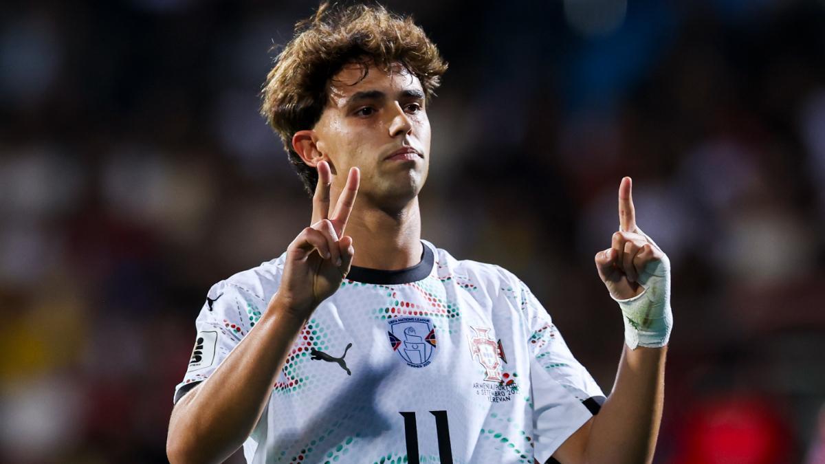 Joao Félix celebra un tanto ante Armenia