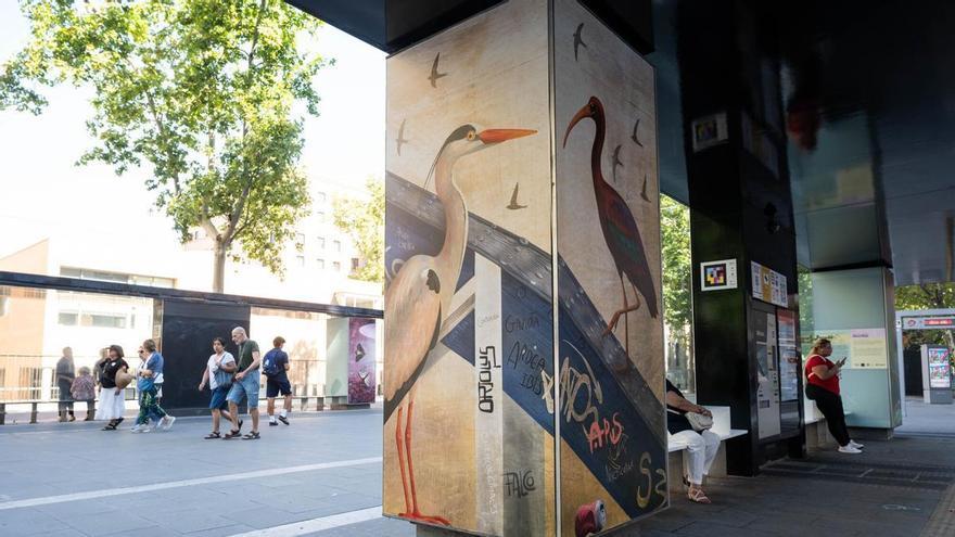 En imágenes | Las paradas del tranvía se llenan de arte en las principales calles de Zaragoza