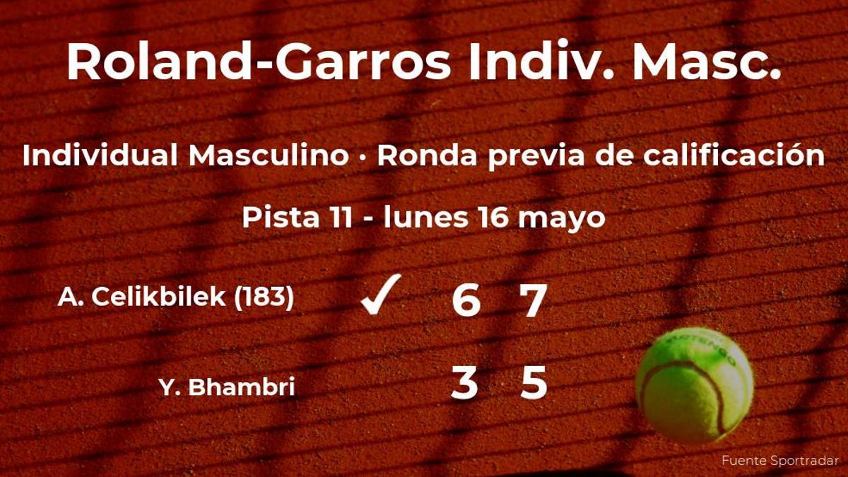 El tenista Altug Celikbilek logra ganar en la ronda previa de calificación contra Yuki Bhambri