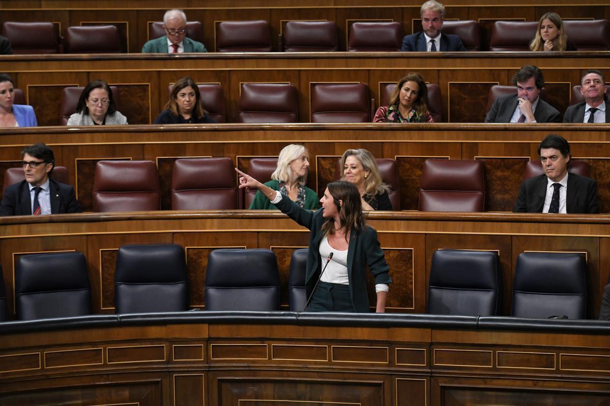 Irene Montero, en un momento de su intervención en el Congreso.