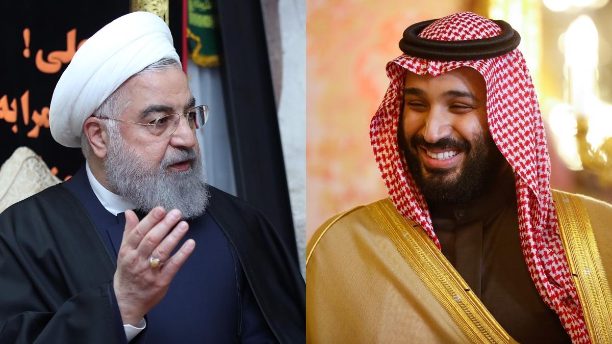 El presidente de Irán, Hassan Rouhani, y el príncipe heredero Mohamed bin Salman.