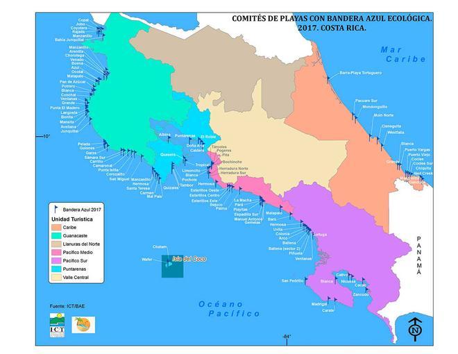 Mapa playas PBAE Costa Rica