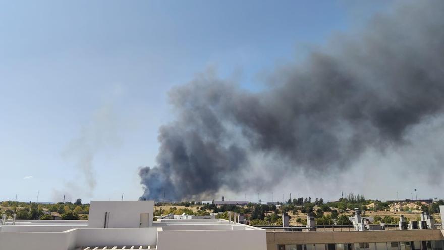Video | Un incendio en el polígono El Prado levanta una gran columna de humo sobre Mérida