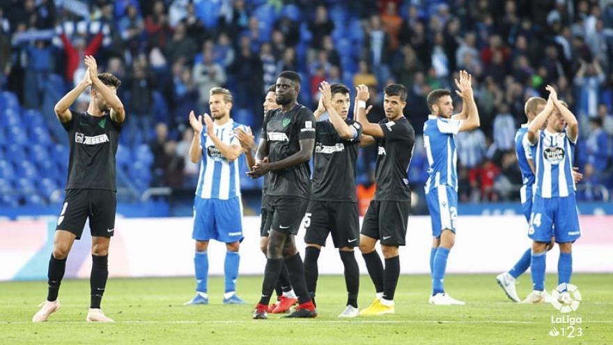 Los malaguistas, en Riazor.