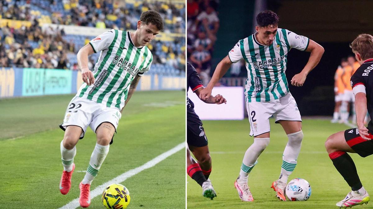 A la izquierda, Álvaro Trilli en su debut con el Córdoba CF; a la derecha, Ignasi Vilarrasa en un encuentro de este curso.