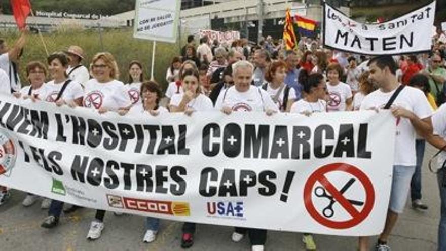 Protesta contra les retalladesdel passat octubre a l&#039;Hospital de Blanes.