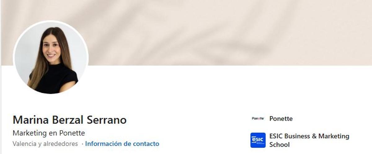 Marina Berzal, en su perfil profesional