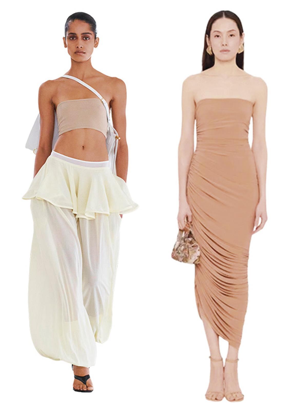 Vestido de Alaia y conjunto de Norma Kamali.