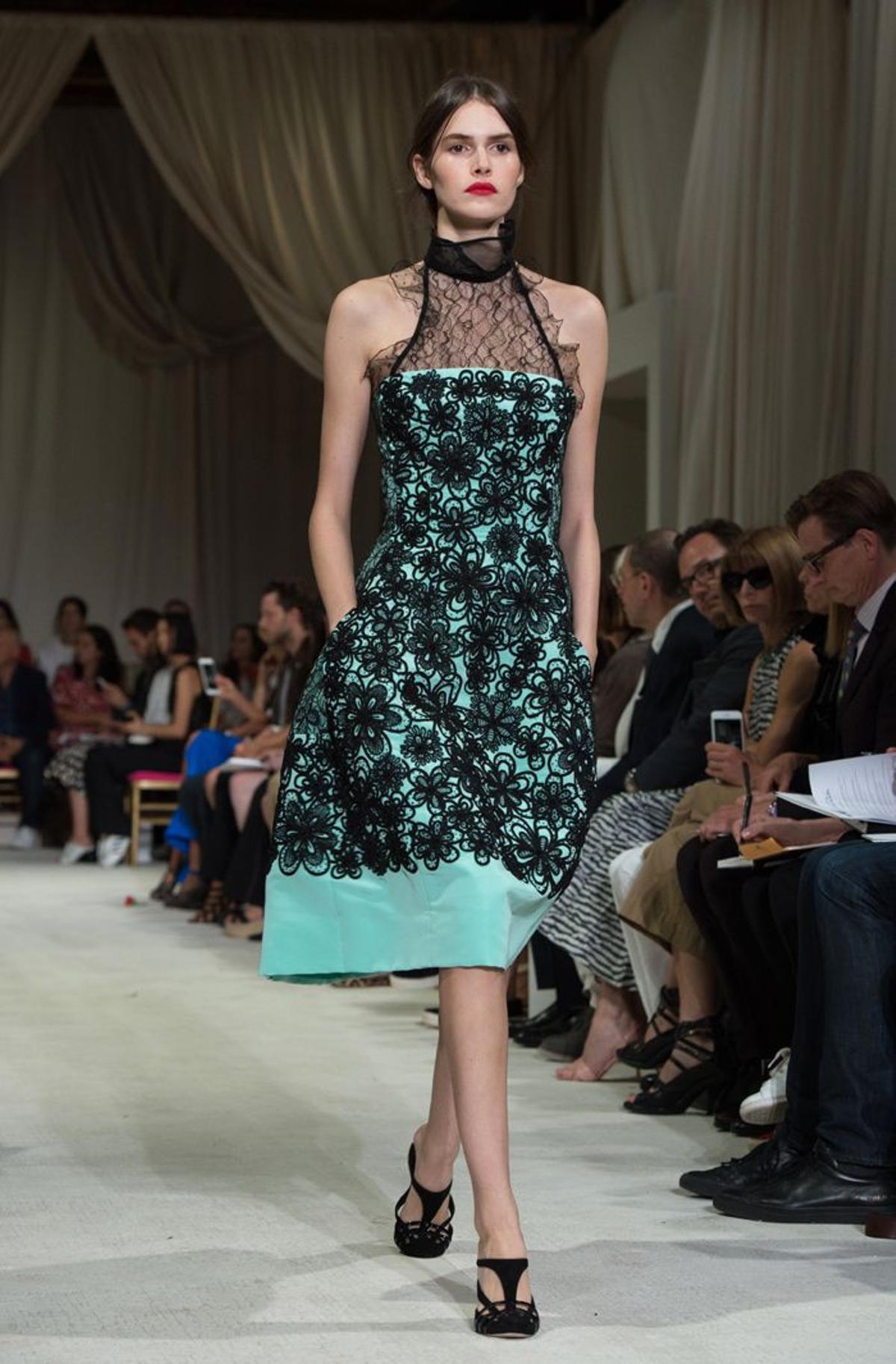 Nueva York Fashion Week: Óscar de la Renta, vestido verde y negro