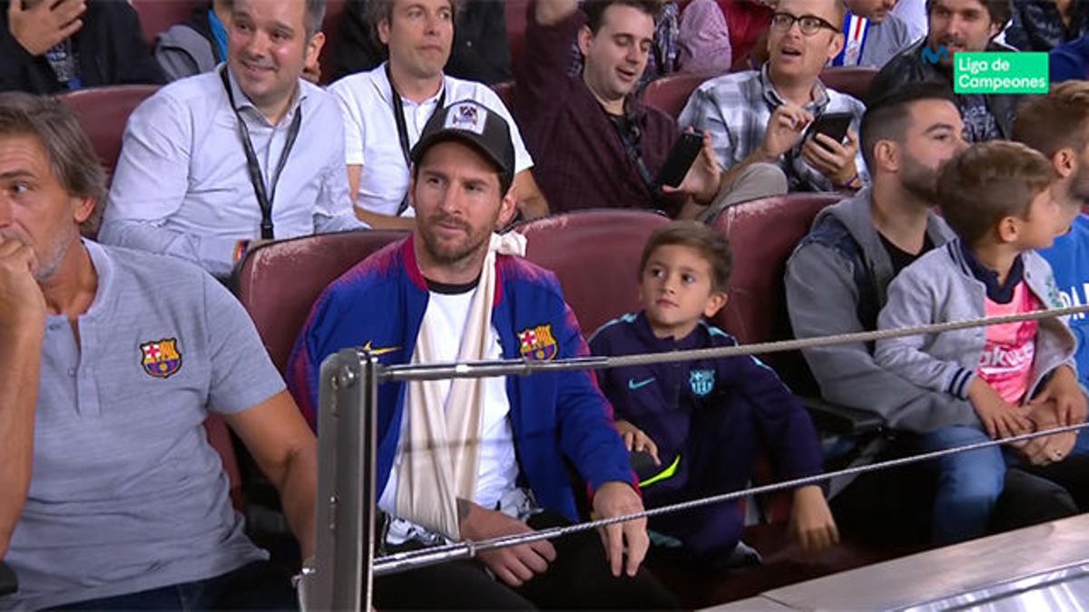 Así vivió Messi el partido desde la grada