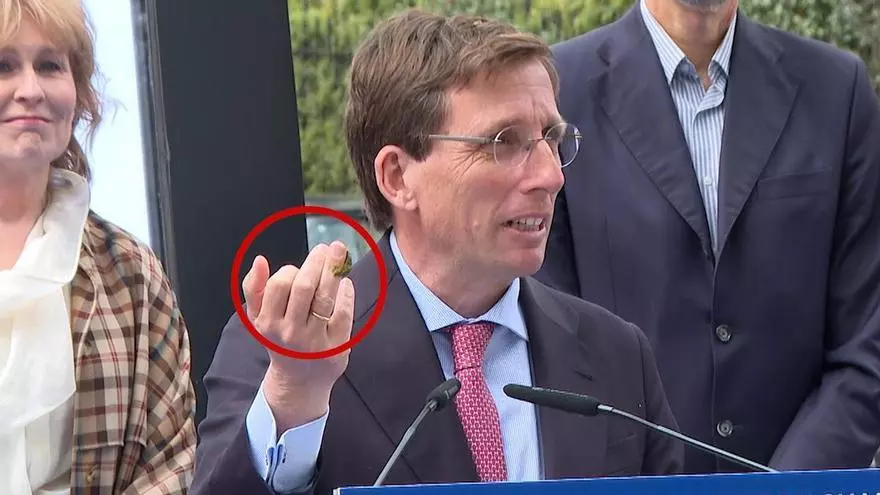 Una paloma defeca sobre la cabeza de Almeida en pleno discurso: "Ha aterrizado en el corte de pelo que me hice ayer"