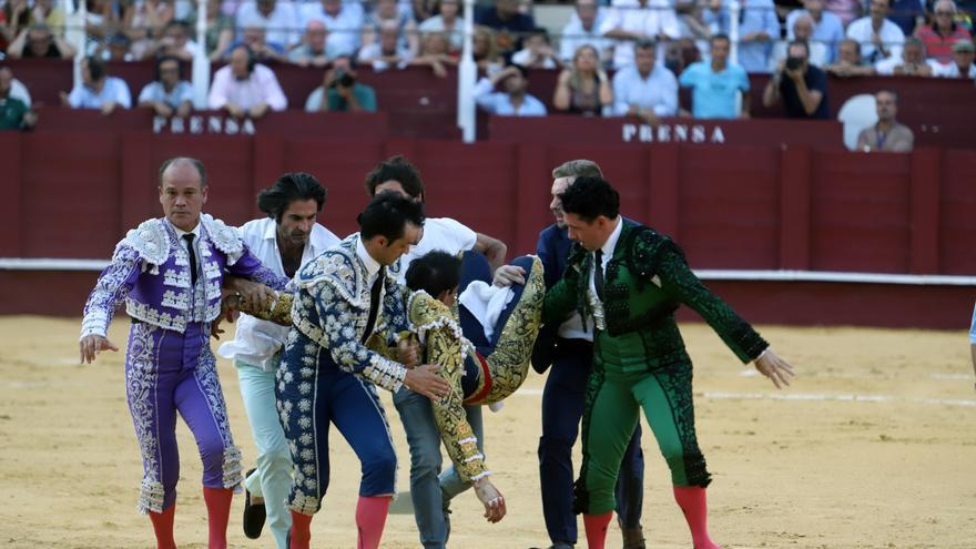 Fortes vuelve a mostrar la cara más dura del toreo al ser cogido en La Malagueta