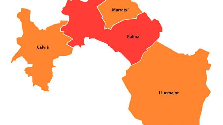 Die Metropolregion umfasst vier Gemeinden, wobei Palma und Marratxí die meisten Berührungspunkte haben.