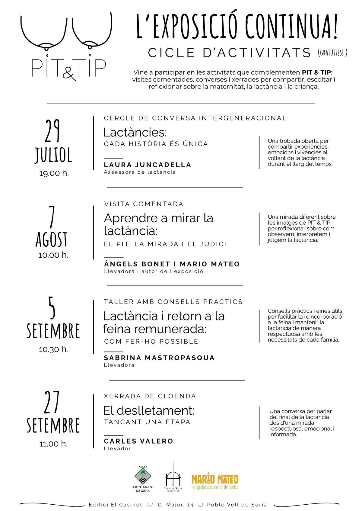 Cartell del cicle d'activitats de l'exposició "Pit &amp; Tip" de Súria