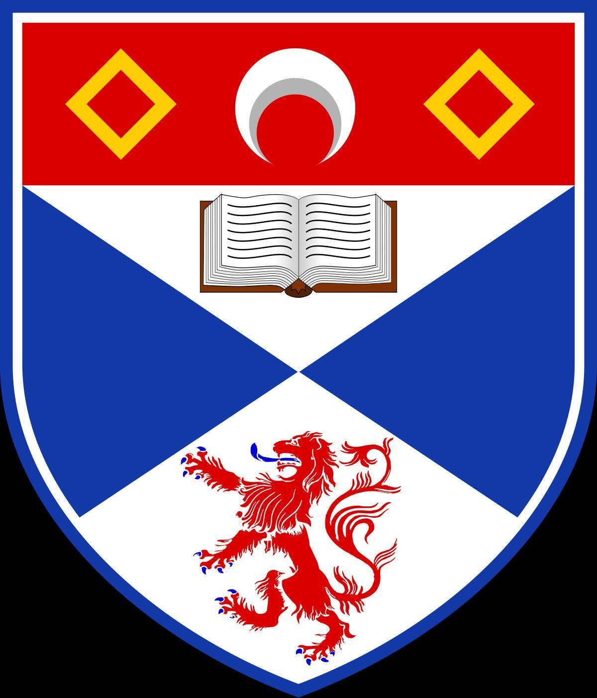 Escudo de la universidad con la media luna del Papa Luna