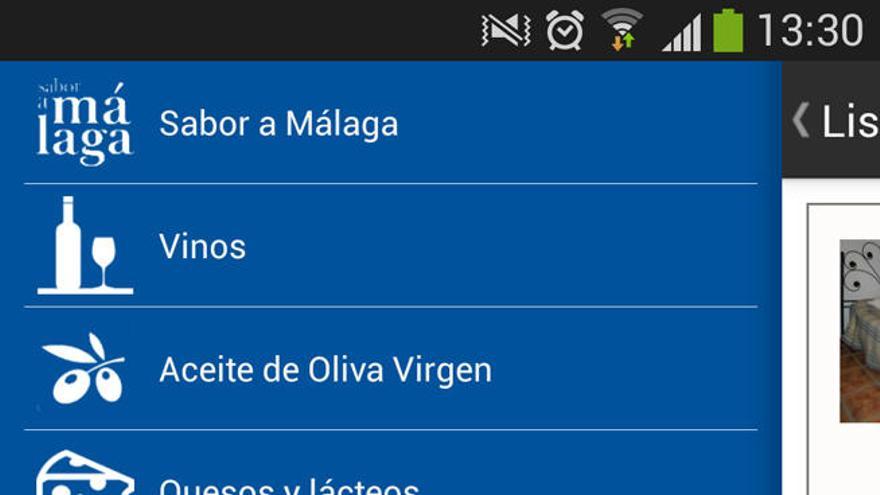 Captura de pantalla de la nueva &#039;app&#039; Sabor a Málaga.