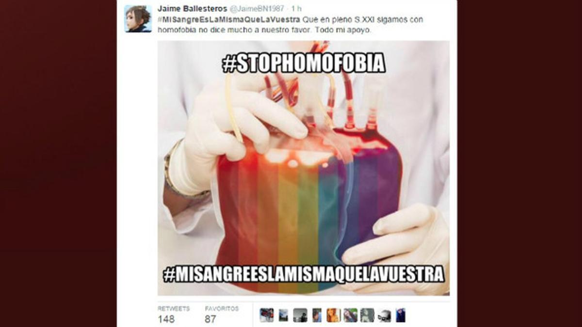 Tweet en contra de la homofobia