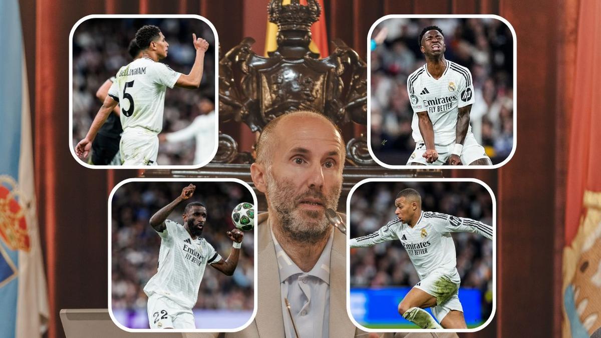 Gonzalo Jácome, alcalde de Ourense, junto a Vinicius, Bellingham, Mbappé y Rüdiger