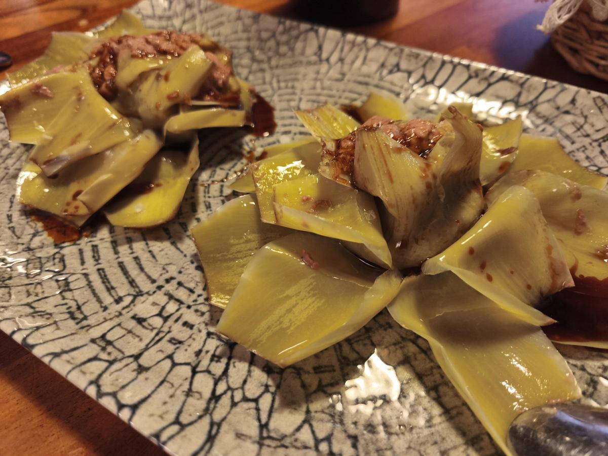 Alcachofas con foie.