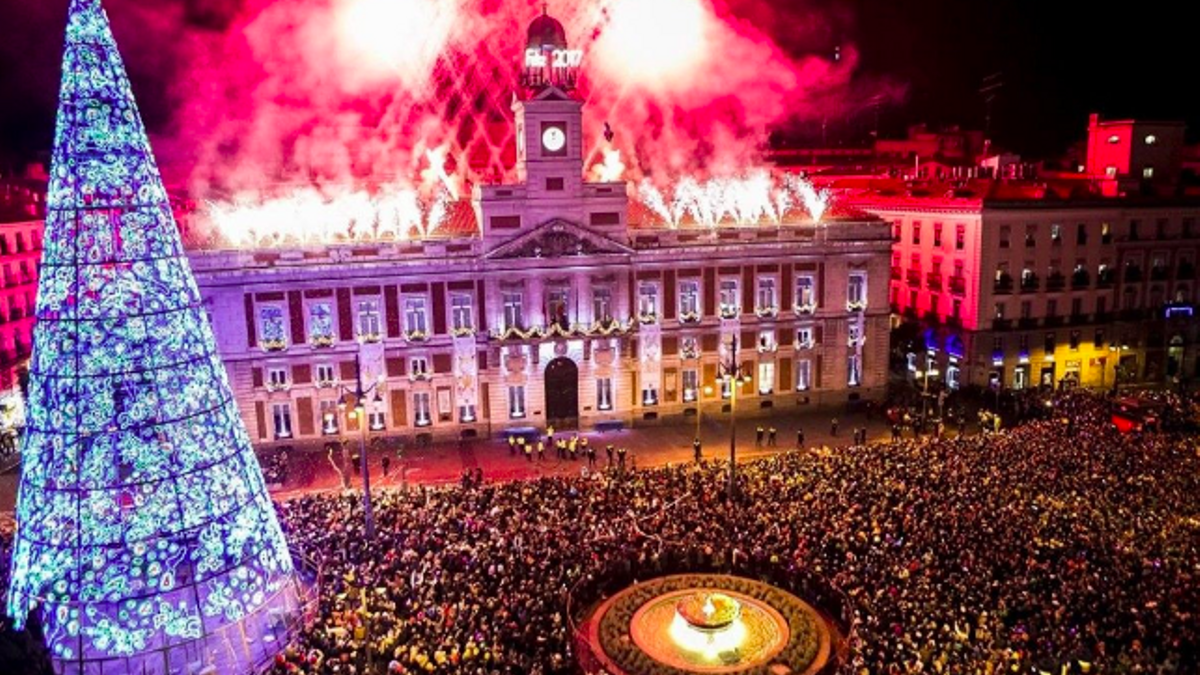 Imagen de las Campanadas del 2017 en la Puerta del Sol de Madrid.