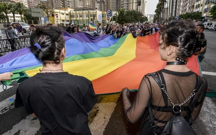 LAS PALMAS DE GRAN CANARIA A 24/06/2017. Este 2017 el lema del orgullo está vinculado a la demanda de la Ley de Igualdad LGTBI que combata los flecos pendientes para la igualdad legal y real. La manifestación discurrió por la avenida de Mesa y López hasta Santa Catalina. FOTO: J.PÉREZ CURBELO