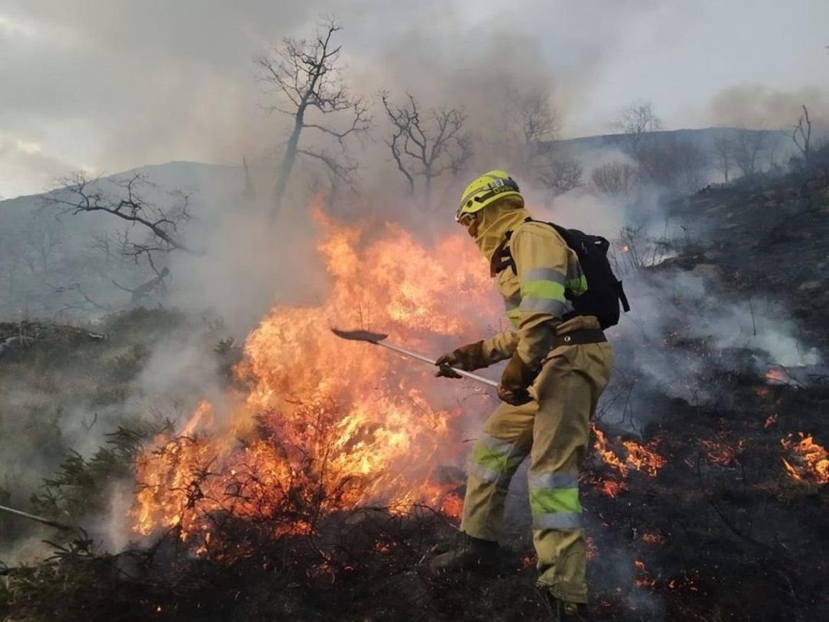 Extinción de un incendio forestal en Cantabria