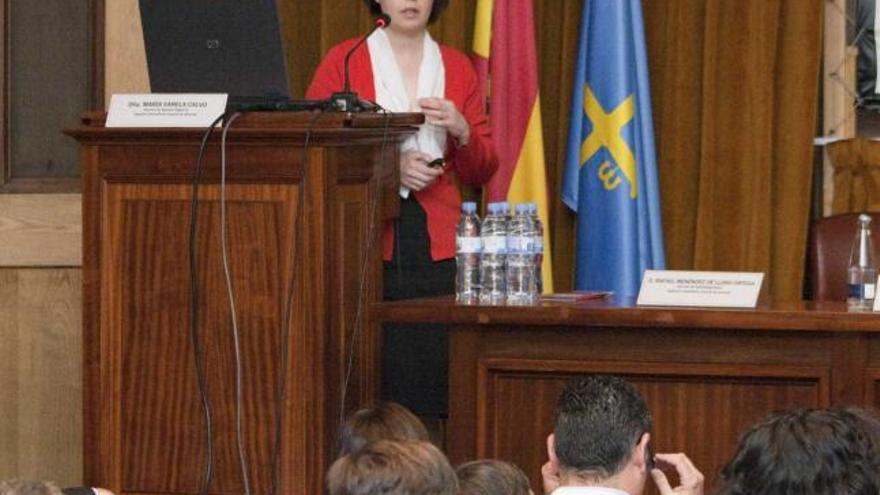 María Varela, ayer, durante su exposición en el HUCA.