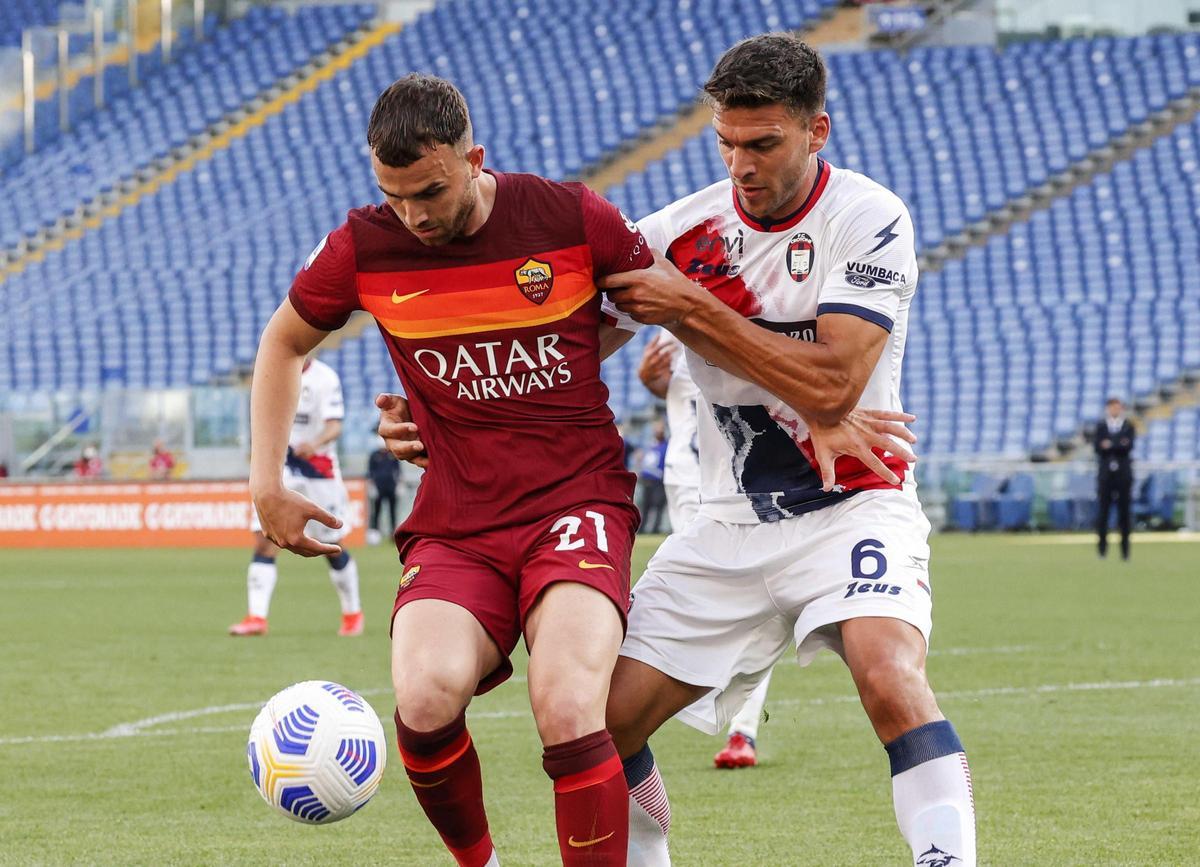 Borja Mayoral, durante un partido con la AS Roma, equipo en el que estuvo cedido un año y medio.
