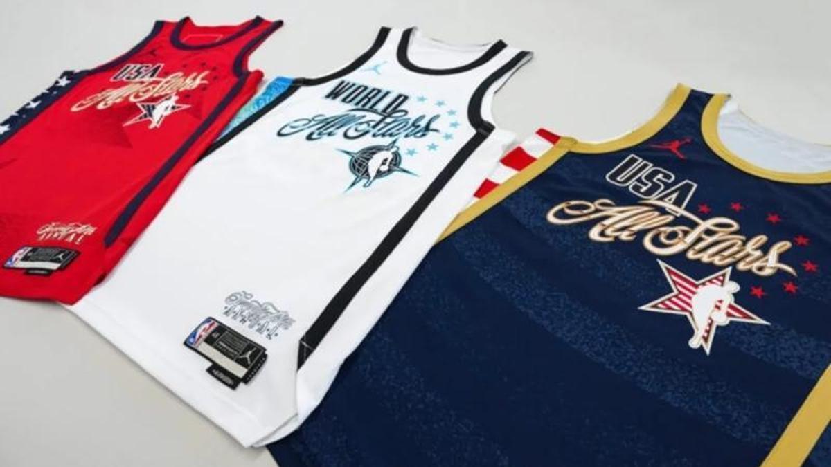 Los tres uniformes que utilizarán los equipos en el All-Star del domingo.